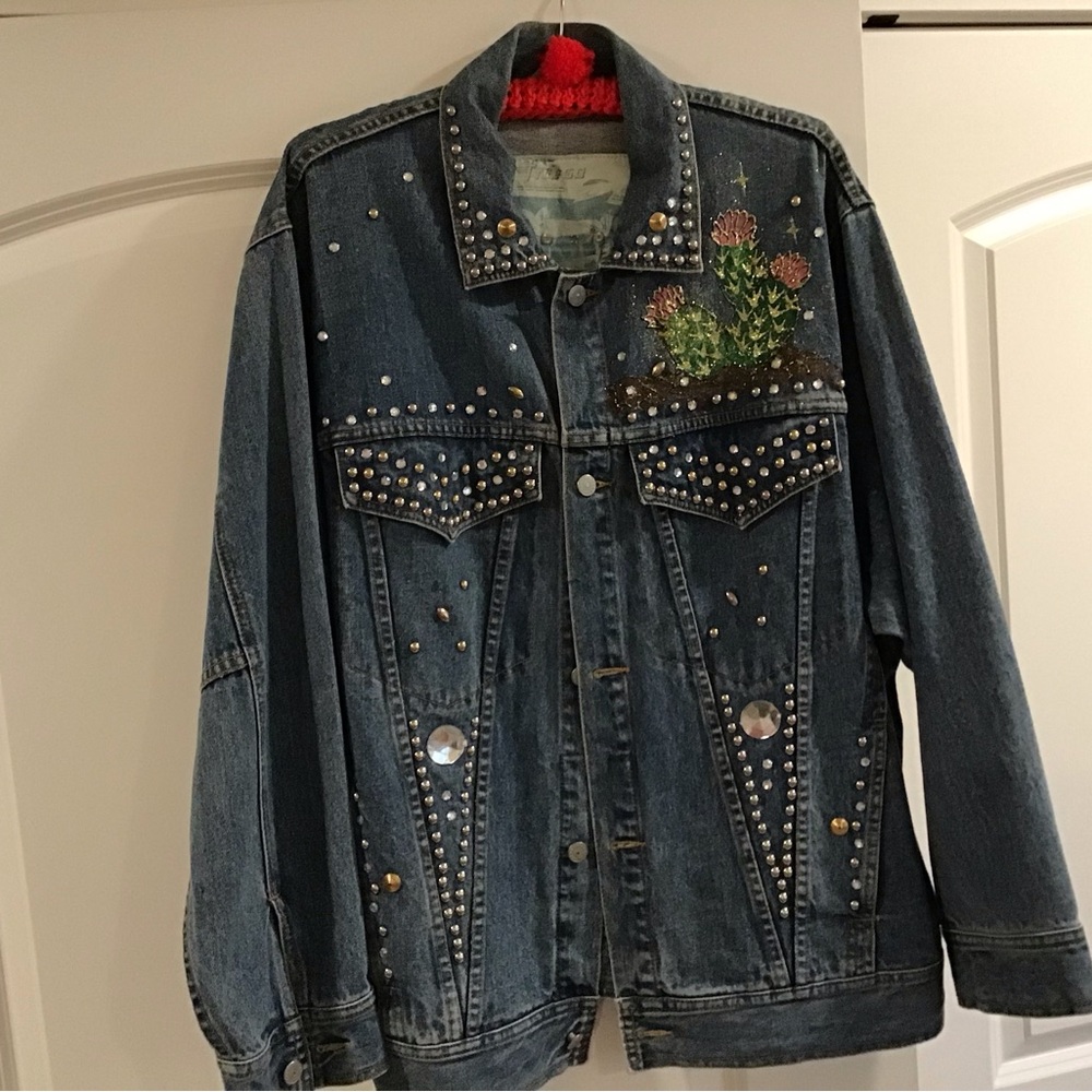 Bejeweled & painted jean jacket